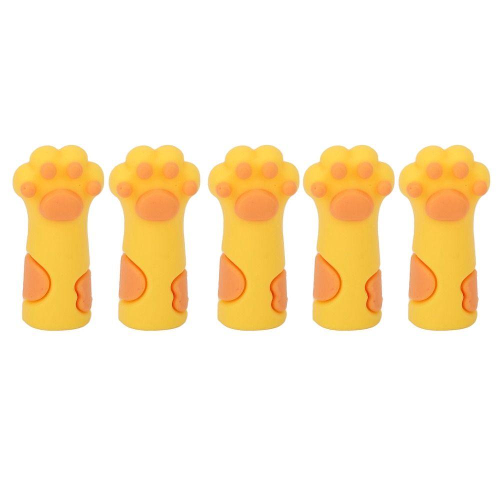 5pcs Cat Paw Shape Cuticle Scissors Cover Protector INS Style Silicone Cuticle Trimmer Protective Sleeve Elastic