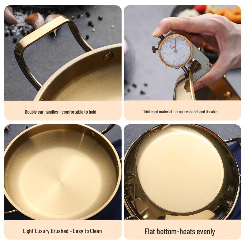 Li Lang 28cm Stainless Steel Frosted Gold Korean Noodle & Seafood Pot