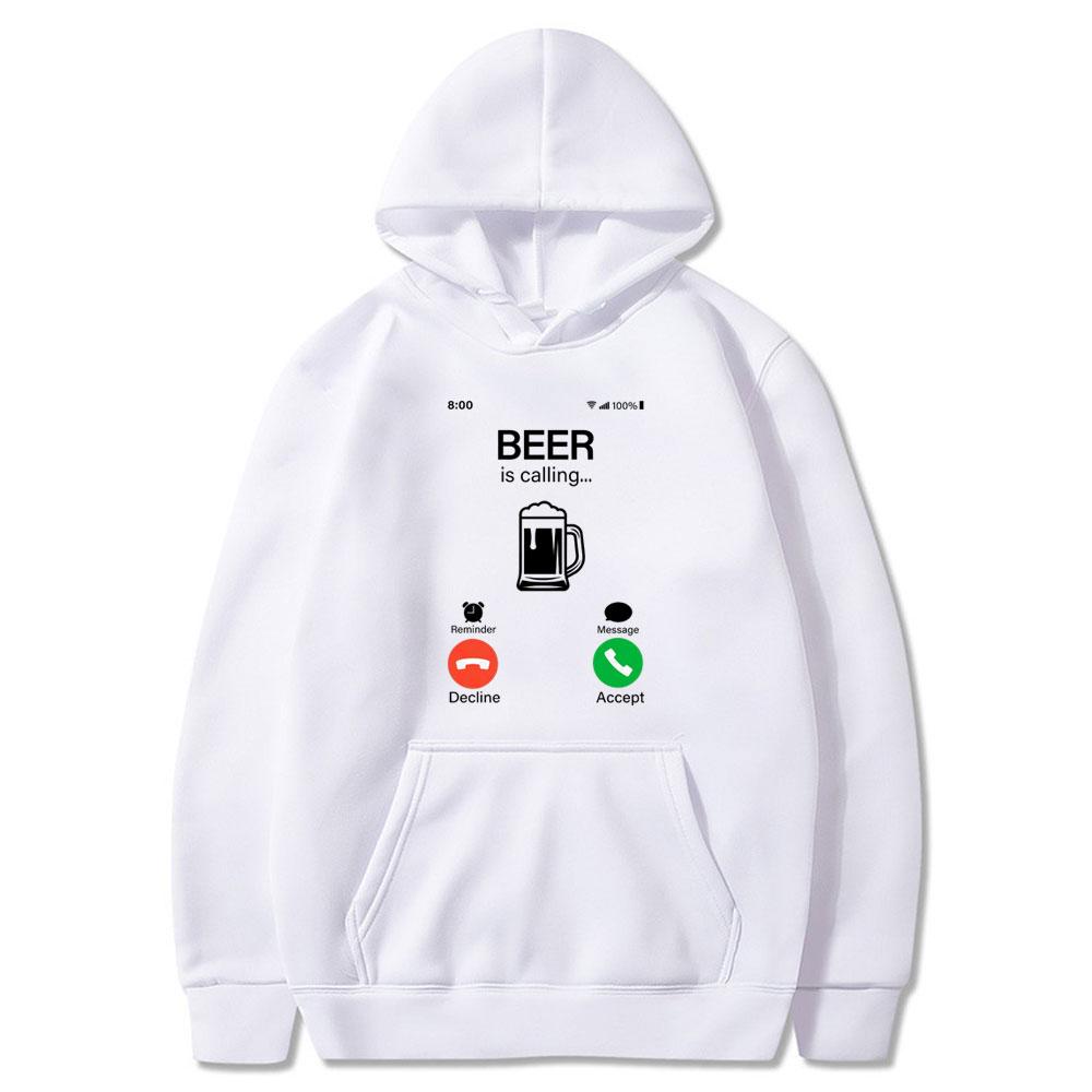 Beer Is Calling and I Must Go Phone Funny Meme Tops Men's Women Fashion Clothes Casual 2025 Cotton Streetwear Hot Sale Clothing