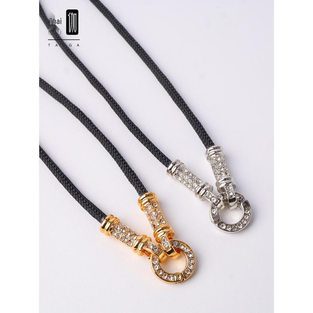 Unisex Thailand Amulet Chain: Diamond Quick-Release Buckle Cord with Thangka Pendant