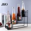 Étagère Organisateur pour Bouteilles de Sirop à Café 750ml 4 Bouteilles Conception Étagère Trapézoïdale Convient pour Torani Monin Gain de Place Accessoire de Bar Métal