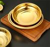 Thickened Stainless Steel Plates for Food Basin Tray Golden Round Kitchen Vegetable Dinner Sushi Plate Dishes and Plates Sets