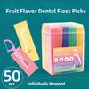 Fruit Flavor Dental Floss Picks, 50pcs Individually Wrapped, Mint Fresh, High Strength Easy Cleaning, Portable Teeth Cleaner, Family Pack