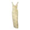 Abito Sospensorio Floreale Sexy alla Moda Scollo a V Basso Elegante Stile Vacanza Donna Pizzo Stringato Retro Slim Casual Abiti Lunghi da Festa Abbigliamento Femminile