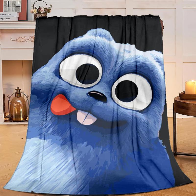 1PC Bear And Blue Critter Adventure Flannel Blanket Gift, Suitable for Both Men And Women, Soft Ideal for Beds And Sofa, Birthday Or Christmas Gift