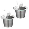 2 Pack Espresso Capsules Cup Stainless Steel Leak Resistant Coffee Machine Accessories Suitable for Office Cafe Use