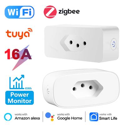 Tuya Wifi Smart Brazilská zástrčka 16a Aplikácia Smart Life Zigbee Smart Zásuvka s monitorom spotreby Brazílske zásuvky Hlasové ovládanie pre Google Home Alexa