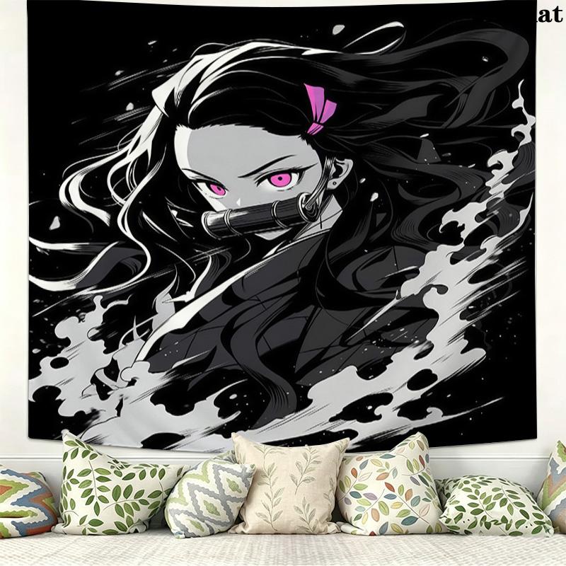 Demon Slayer Wall Tapestry Aesthetic Wall Hanging Printed Fabric Blanket Decorative Tapestries For Bedroom Living Room Home Decor