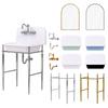 1:6 Dollhouse Miniature Kitchen Sink Lavatory Washbasin Water Faucet Bathroom Mirror Wash Sink Pot Model Diy Furniture Toy Decor