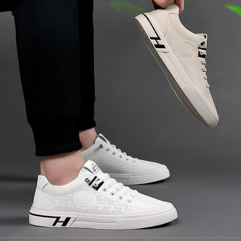 Fashion Men's Sneakers Men Breathable Mesh Surface Sports Casual Shoes Leather Flat Lace-Up Slip-on Male Vulcanized Shoes Tenis Hombres