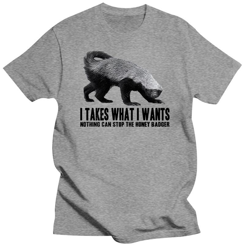 Black t shirt for male summer brand tee-shirt Honey Badger Speaks White T-Shirt - T-Shirt White teenager tee shirt fashion top S