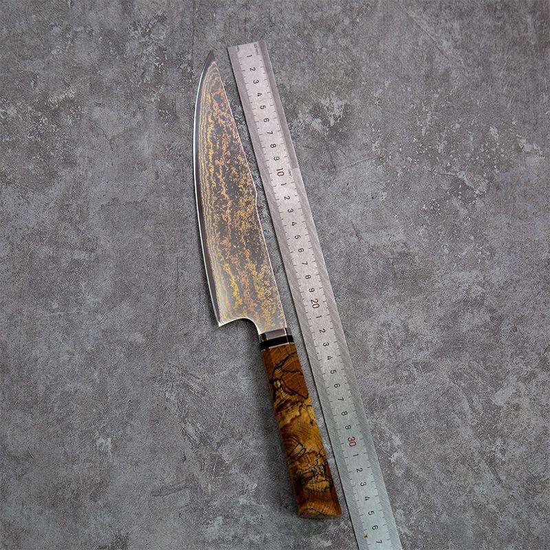 8 Inch Chef Knife 73-layers Tricolour Copper Damasus Steel Slicing Vegetables Cleaver Meat Japanese Kitchen Knives Wood Handle