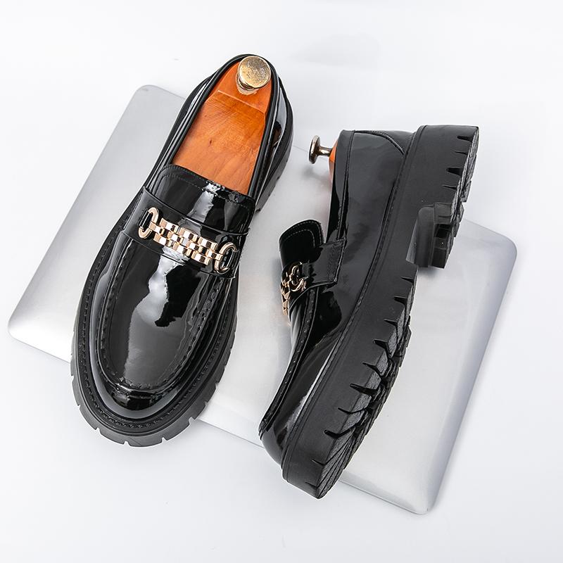 Moda Novo Masculino Moderno Sapatos Mocassins Aumentadores de Altura Casuais de Solado Grosso Resistentes ao Desgaste para Caminhada Viagem Sapatos de Couro Tamanhos 38-46 Sapatos Masculinos