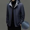 Men's Mid-Length Hooded Detachable Down Jacket - Thick, Warm Outerwear