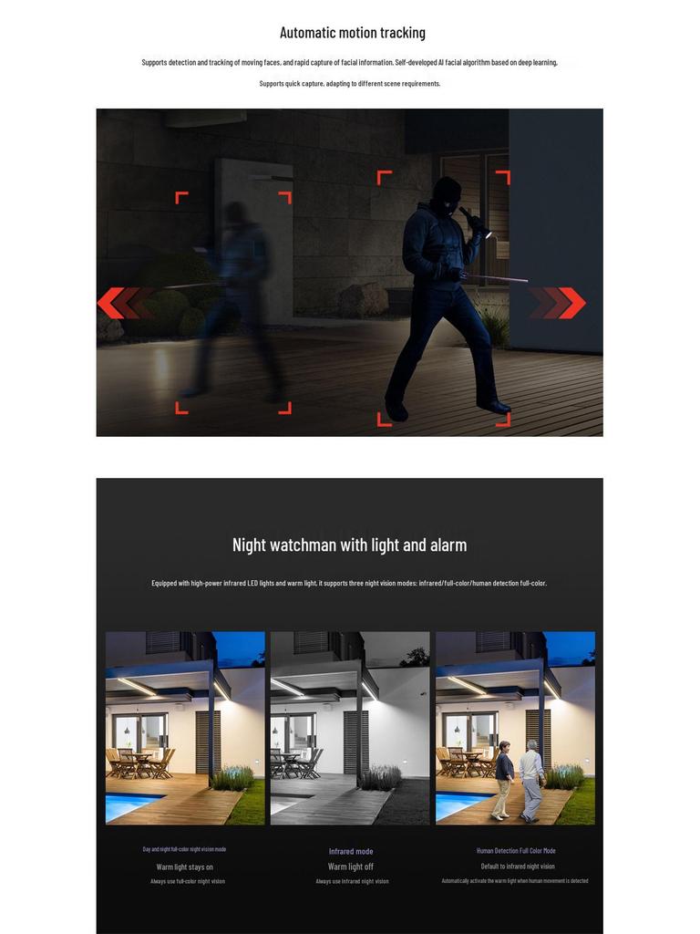 Ultra-klare kabellose Outdoor-Panorama-Kamera mit Nachtsicht und Drei-Bildschirm-Überwachung