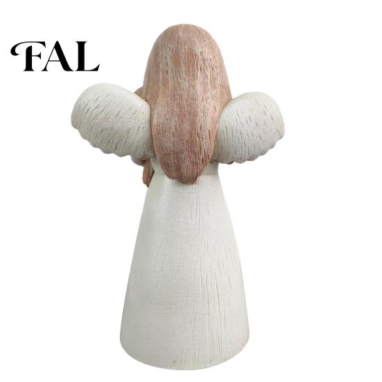 Pet Memorial Gifts for Dog Lovers Angel Holding Puppy Figurine, Cute Resin Statue Home Durable Craft Desk Decor, Handcrafted Wood Carving Texture