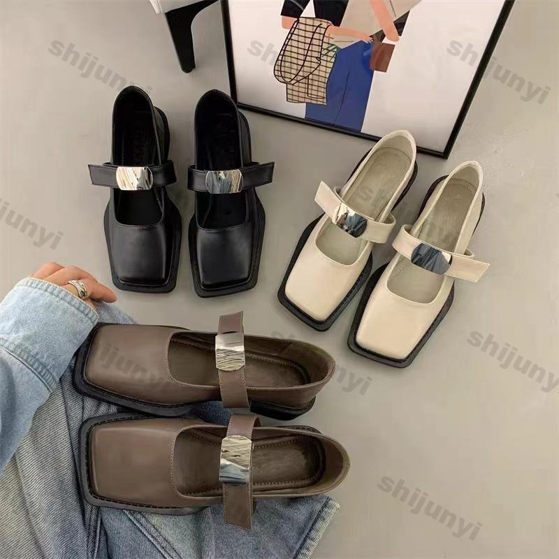 Fashion Women Square Toe Mary Jane Shoes Spring British Style Platform Single Shoes Women Soft Comfortable Slip-on Loafers Zapatos Mujer