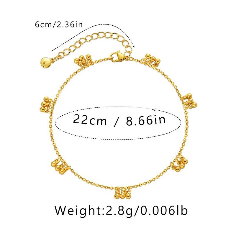 Minimalistisches 18 Karat Vergoldetes Verstellbares Rundperlen Damen Fußkettchen