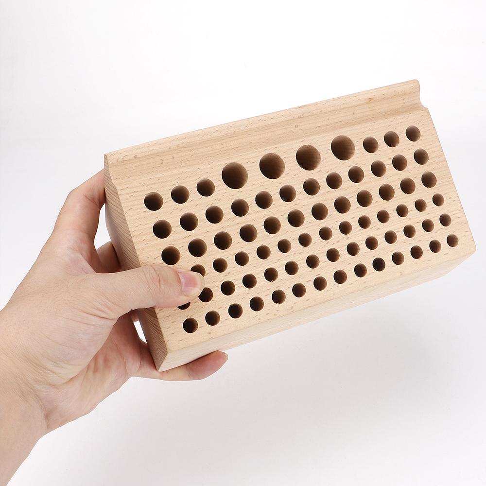 1pc Wooden Storage Rack with 76 Holes, Organizer Holder, Professional Leather Craft Collecting Tool, DIY Handicraft Storing Tool