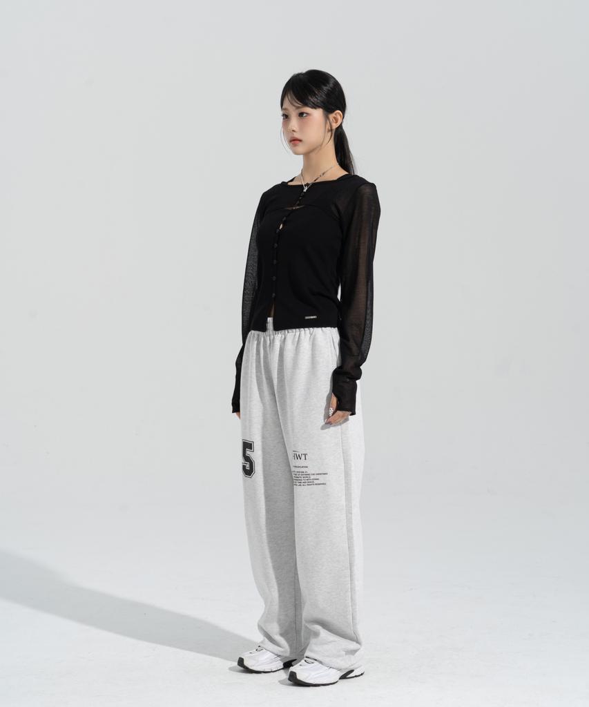 Peijeuhwaiteu [Phase_5] Numbering Straight Sweatpants _Light Melange / 8802026-Lp[P