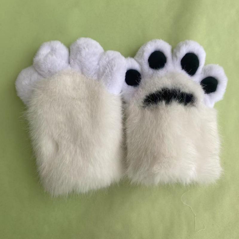 Kig animal scratch squeaky nail free furry animal paw gloves cos cat paw cute plush prop accessories