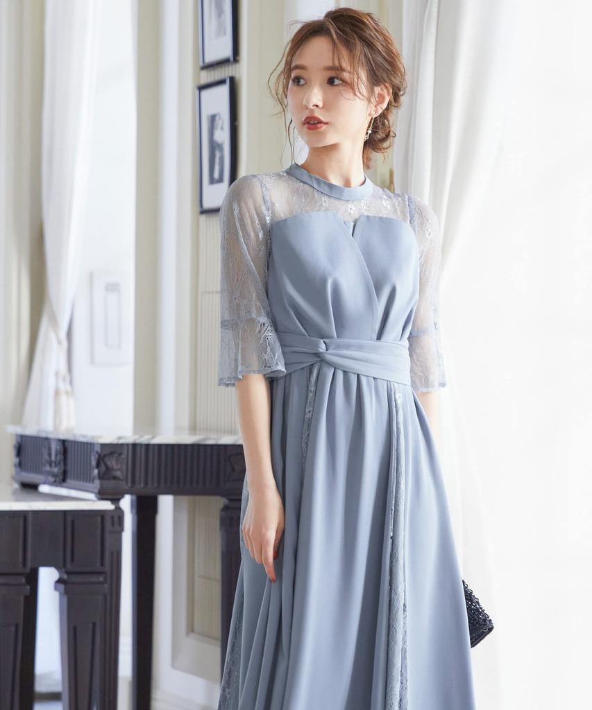 Short Size L [niana] Wedding/Party Dress, Plus/Petite Sizes, Height, Blue/Gray Bustier,