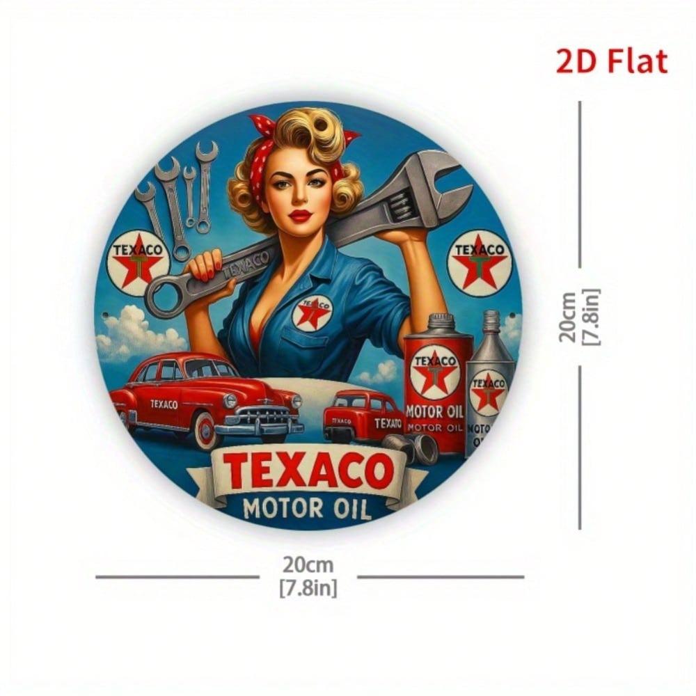 Vintage Texaco Pin Up Girl Metal Tin Sign Retro Garage Americana Wall Art