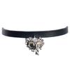 Punk Unregelmäßiger Kristall-Herz-Anhänger Leder-Choker-Halskette für Frauen Goth Ästhetik Personalisierte Accessoires Grunge Schmuck