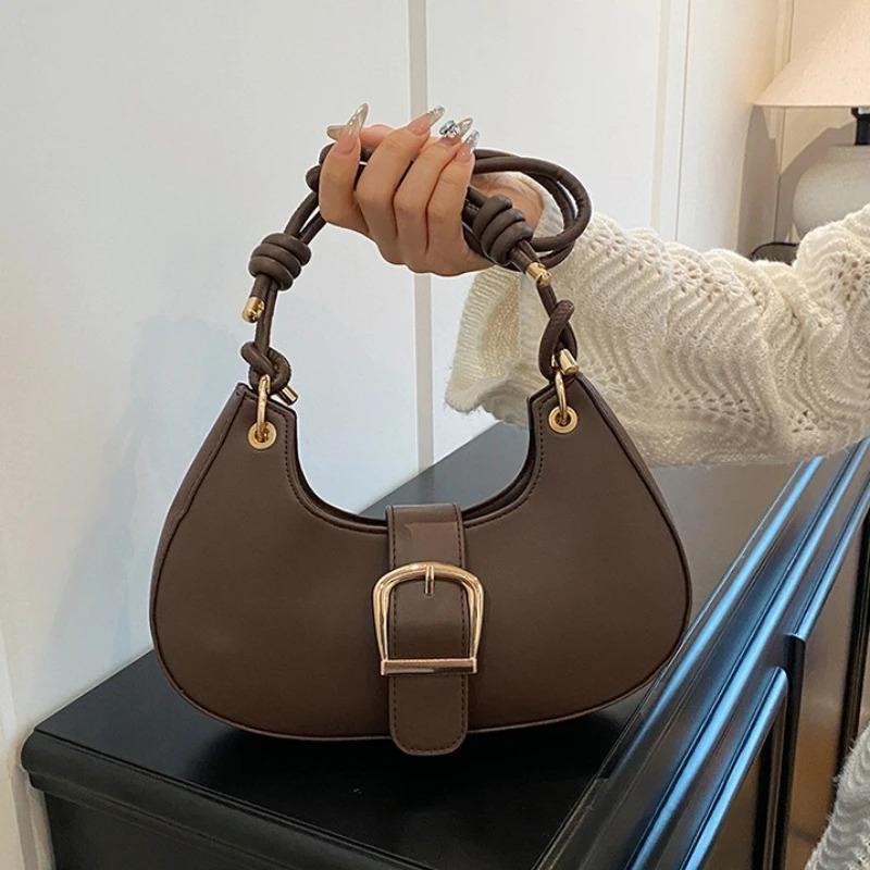 Vintage Solid Color Women Pu Shoulder Bags Korean Style Simple Ladies Hobos Crossbody Bag Daily Versatile Female Handbag Purse