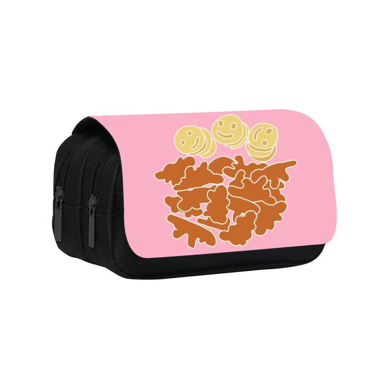 Dinosaur Chicken Nugget Double Layer Pencil Case With Nylon Material For Students And School Supplies