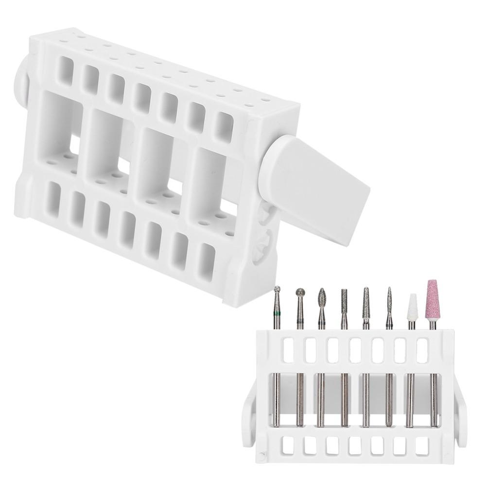 2PCS Adjustable Nail Drill Bit Holder ABS Grinding Head Stand Drill Bit Organizer Manicure Nail Art белый
