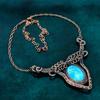 Tibetan Turquoise Necklace Copper Wire Wrapped Jewelry Handmade Adjustable Gemstone Necklace Gift for Her Anniversary Gift Jewelry for Women