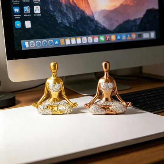 Meditation Lady Statue, Modern Yoga Pose Women Figurine, Zen Meditation Female Sculpture for Office, Living Room, Desktop Decor