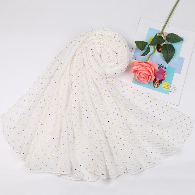 New Pleated Polka Dot Hijab Scarf Women Shimmer Ripple Shawls Muslim Glitter Shawl Wraps Stretchy Headband Scarves Soft Pashmina