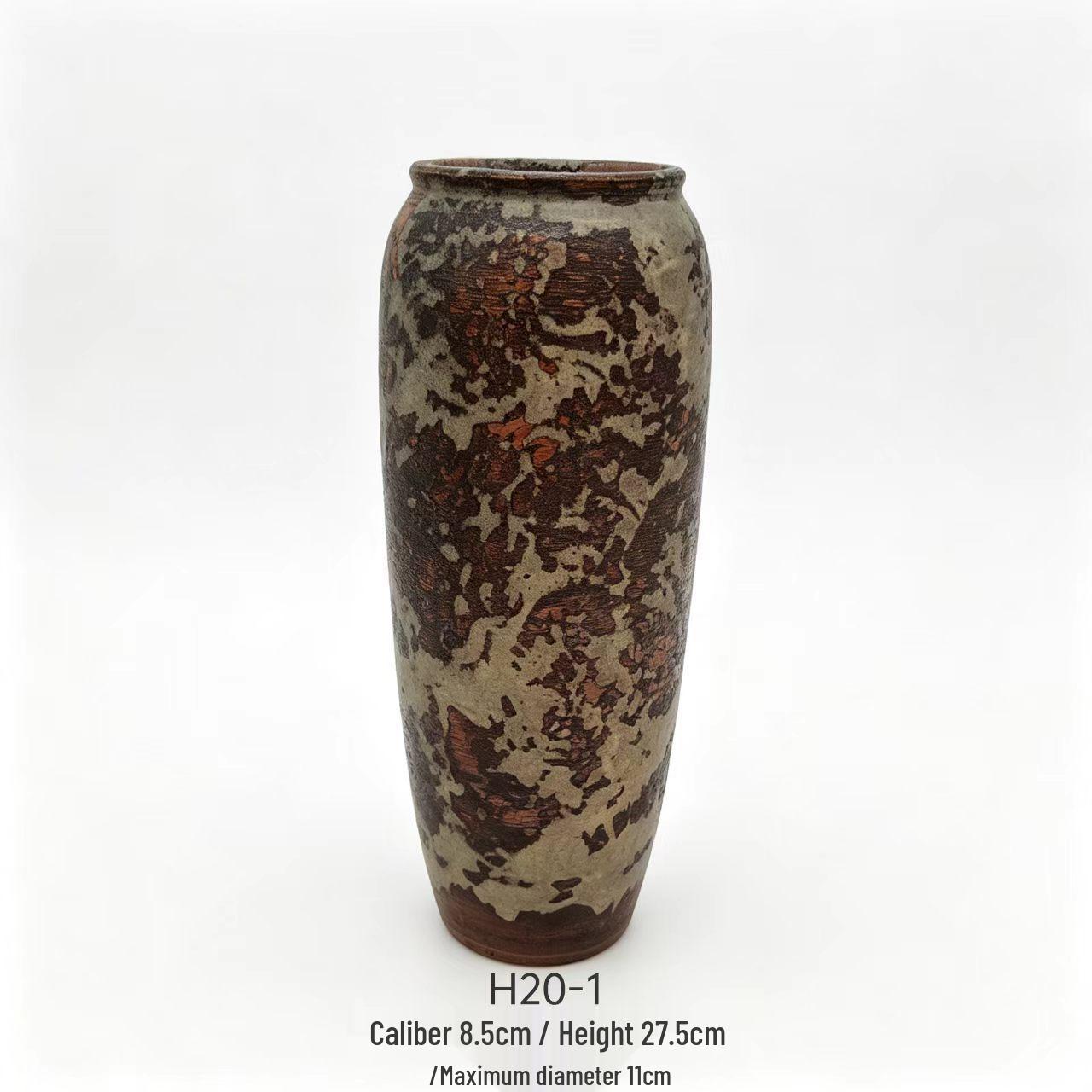 Wabi-sabi Retro Ceramic Vase, Chinese Style, Vintage Flower Arrangement Ornament for Hotel or Living Room.