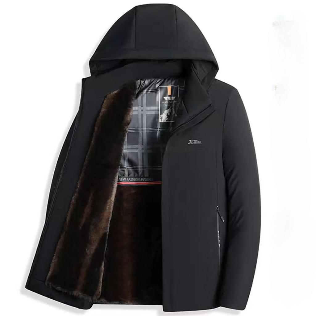 Autumn and Winter Plus Velvet Thickened Winter Jacket Men's Cotton-padded Jacket Detachable Hat Cold Padded Jacket