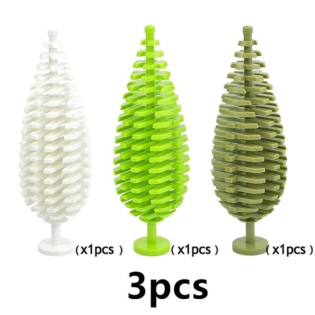Tree Flower Grassland Natural Forest Plant 3Pcs Building Blocks Pine Bush Plant Cypress Accessories Jungle Adventure 3778 Toys