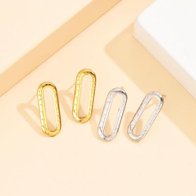 18K Gold Geometric Oval Stainless Steel Earrings for Women