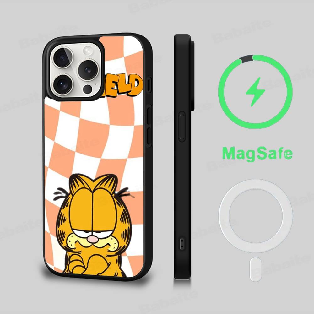 Classic Vintage Anime G-garfields Cat Phone Case Magnetic Case For IPhone 16 14 13 15 Pro For Magsafe Wireless Charge Cover