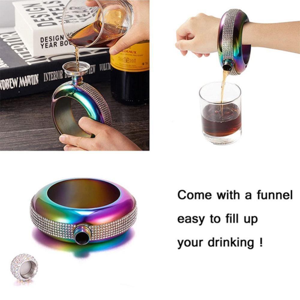 Stainless Steel Women Bracelet for Wine Gifts Bracelet Bottle Portable Hip Flask