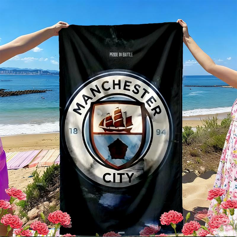 Manchester City FC Print Beach Towel, Versatile Lightweight Absorbent Beach Towel for Pool Surf Yoga Bathroom, Perfect Birthday Holiday Gift