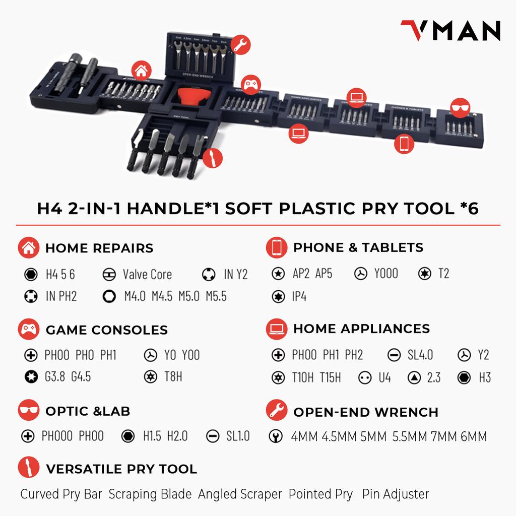 VMAN 55 In 1 Magnetic Screwdriver Set 360° Handle Special Bits for PC Chassis & Home Appliance Repair