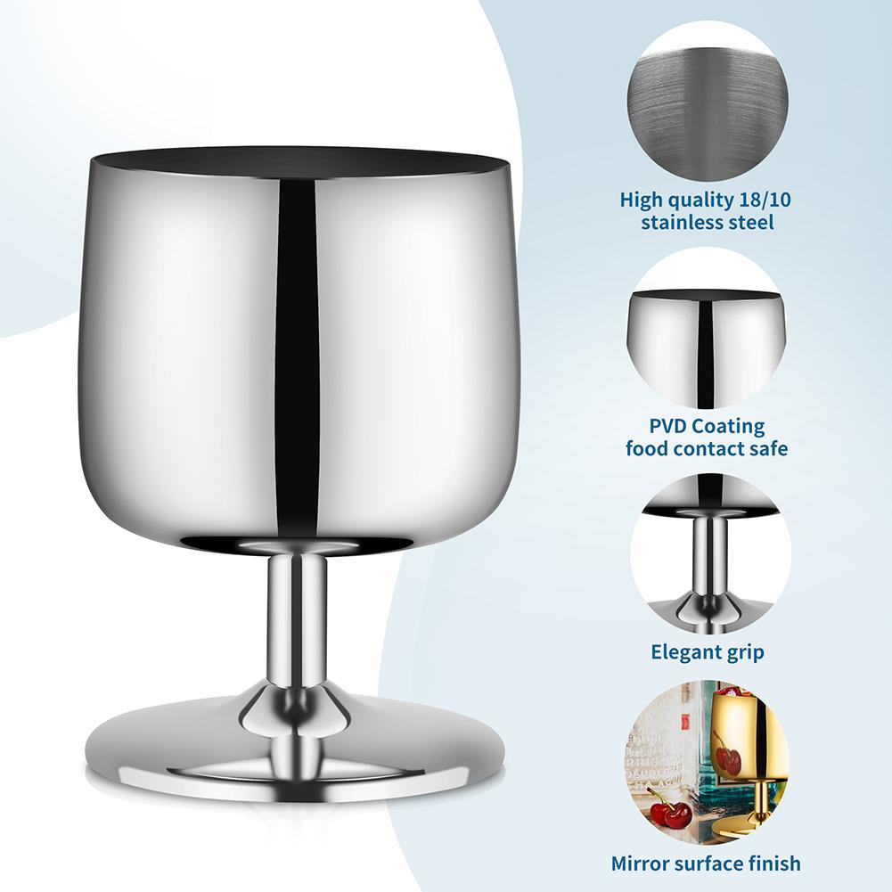 Stainless Steel Wine Glass Stainless Steel Stemmed Goblets Drinkware For Dinner Party