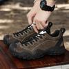 Hochwertiges Leder dicke Sohle dicke Sohle Rückprall Freizeit-Sportschuhe bequem und verschleißfest Outdoor-Wandern Bergsteigen