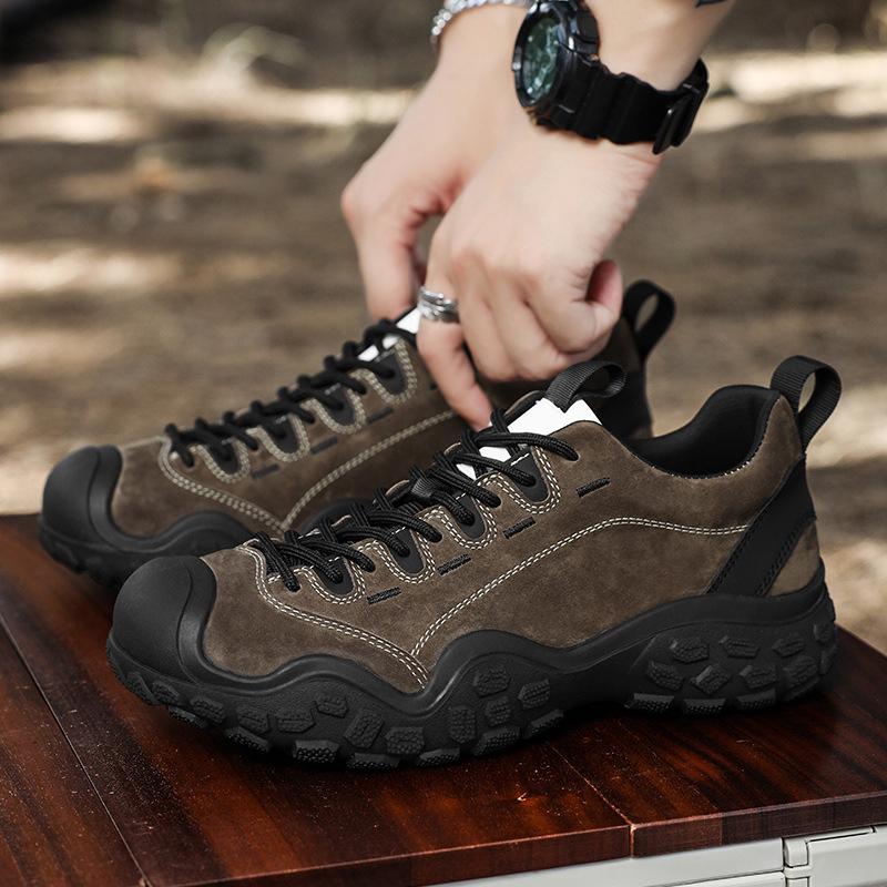 Hochwertiges Leder dicke Sohle dicke Sohle Rückprall Freizeit-Sportschuhe bequem und verschleißfest Outdoor-Wandern Bergsteigen