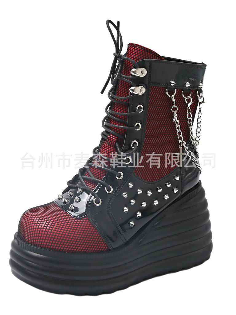Large size women's shoes autumn and winter Martin boots lace-up muffin platform short boots round head fashion women's boots