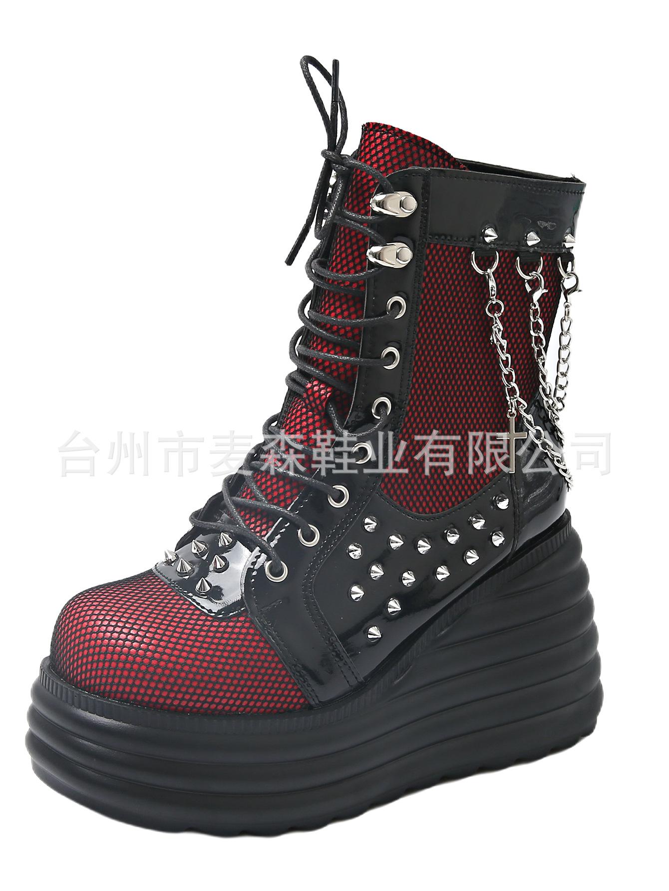 

Large size women s shoes autumn and winter Martin boots lace-up muffin platform short boots round head fashion women s boots 36 красный