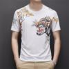 Clothing Men's Ice Silk Short-sleeved T-shirt Summer New National Trend Printed Casual Round Neck Half-sleeved T-shirt Base