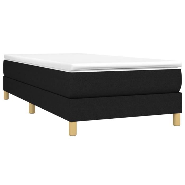 3144129 vidaXL Lit à sommier tapissier et matelas Noir 80x200 cm Tissu
