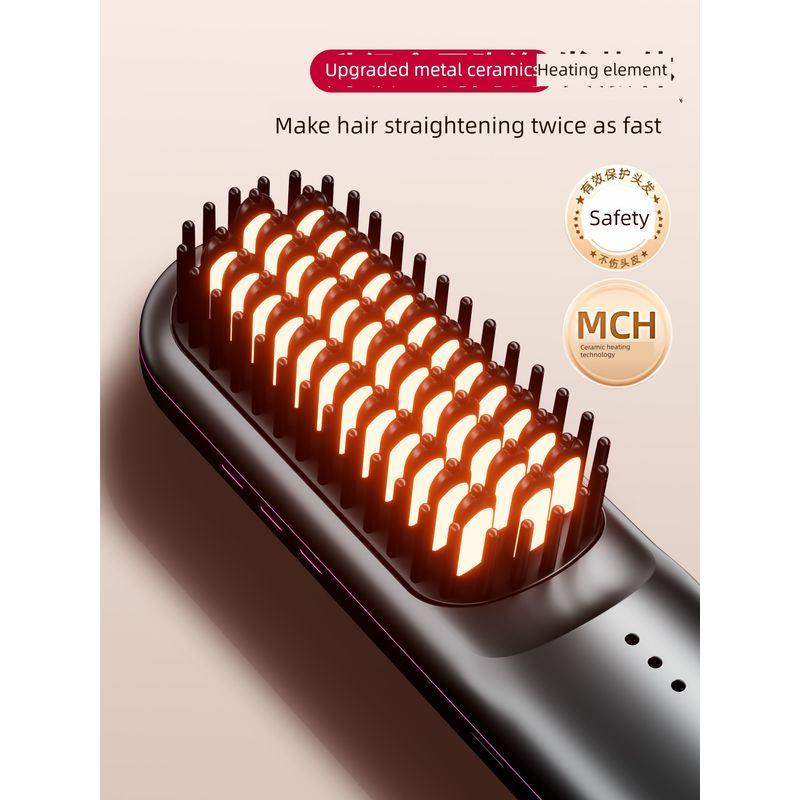 Wireless Hair Straightening Comb with Negative Ions That Won'T Damage Hair, Dual-Use Portable Straightener Electric Comb, High-End Hair Styling Tool